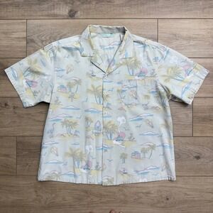 Vintage Royale Air Hawaiian Shirt‎ Palm Tree Dolphin Hot Air Balloon Surfer